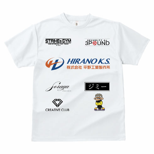 STRIHEs GYM オリジナルスポンサーTシャツ 正面デザイン(両面フルカラープリント)