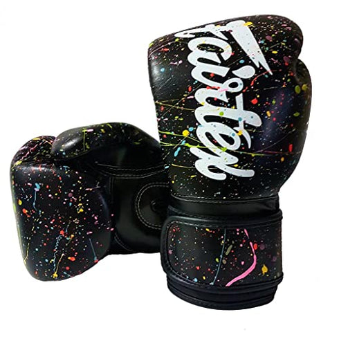 Fairtex BGV14グローブ、ペイントブラック、マイクロファイバー素材、ムエタイ&キックボクシング用