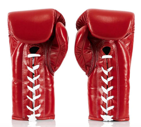 Fairtex プロコンフェディショングローブ(Lace UP 紐式)レッド
