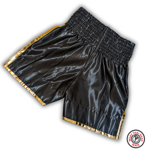 オーダーキックパンツ(ミドル丈) ブラックxゴールド | ムエタイ&キックボクシング対応