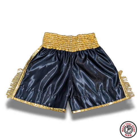 オーダーキックパンツ ブラックゴールド ゴールドフリンジ ミドル丈