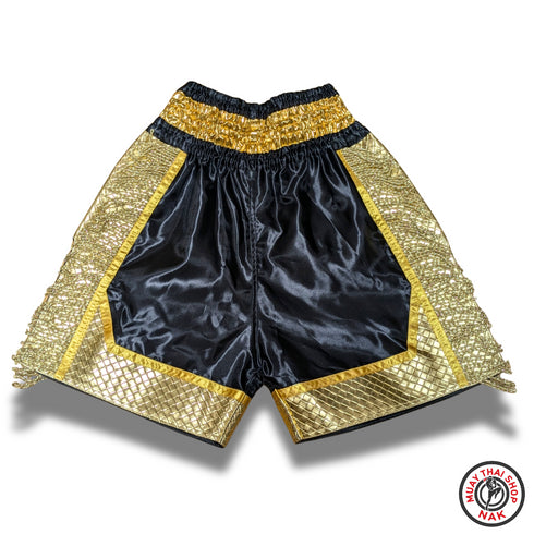 オーダーキックパンツ ミドル丈 ブラックxゴールド ムエタイ用