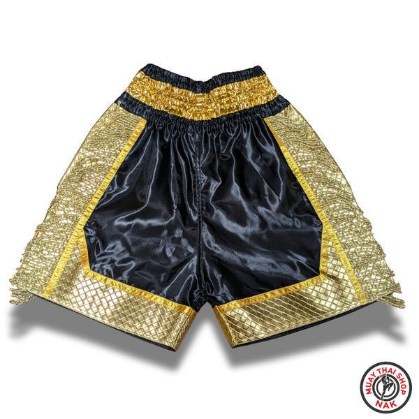 オーダーキックパンツ ミドル丈 ブラックxゴールド ムエタイ用