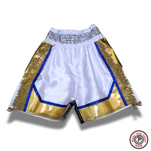 オーダーキックパンツ ミドル丈 ホワイトxゴールド ムエタイ用
