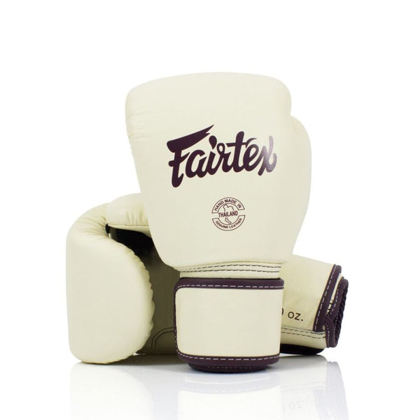 Fairtex BGV16グローブ、カーキカラー、本革、耐久性とフィット感に優れたムエタイ&キックボクシング用グローブ