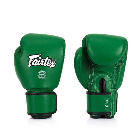 Fairtex BGV16グローブ、グリーンカラー、本革、軽量で耐久性に優れた高品質グローブ