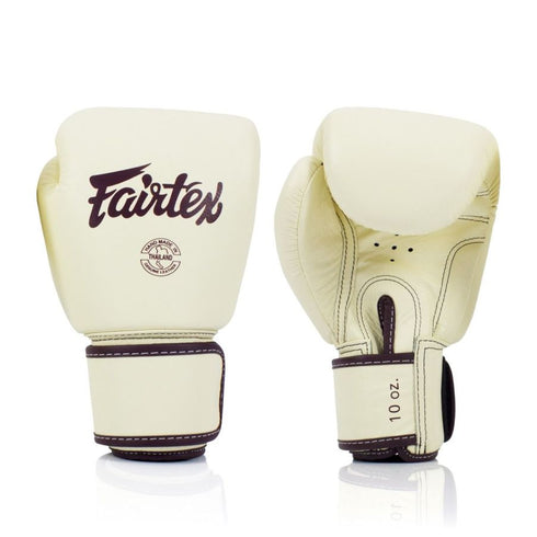Fairtex BGV16グローブ、カーキカラー、本革、耐久性とフィット感に優れたムエタイ&キックボクシング用グローブ