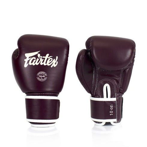 Fairtex BGV16グローブ、マルーンカラー、本革、ムエタイやキックボクシング用、優れたフィット感とサポート力