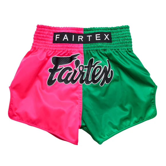 Fairtex キックパンツ BS1911 ピンク/グリーン、ムエタイ&キックパンツ、マイクロサテン素材