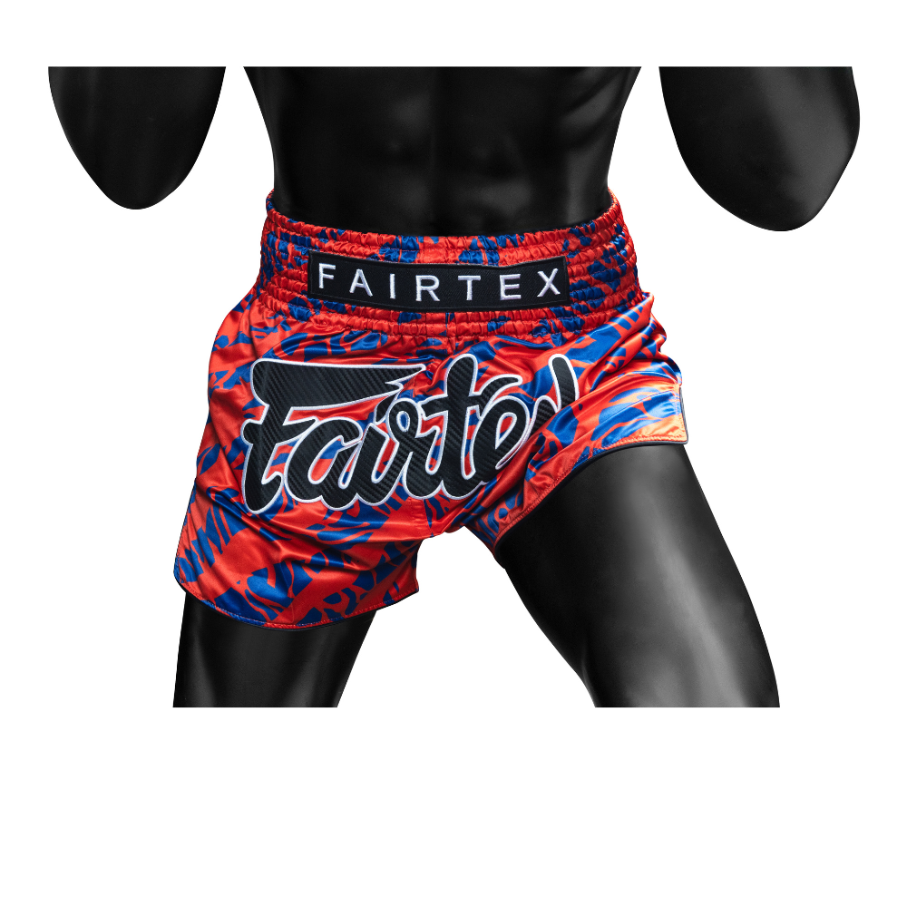 Fairtex BS1958 ムエタイショーツ レッド/ブルー 詳細画像3