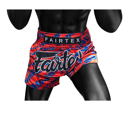 Fairtex BS1958 ムエタイショーツ レッド/ブルー 詳細画像3