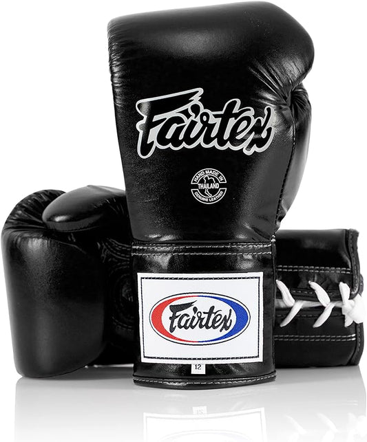 Fairtex プロコンペティショングローブ（Lace UP 紐式）ブラック 試合用
