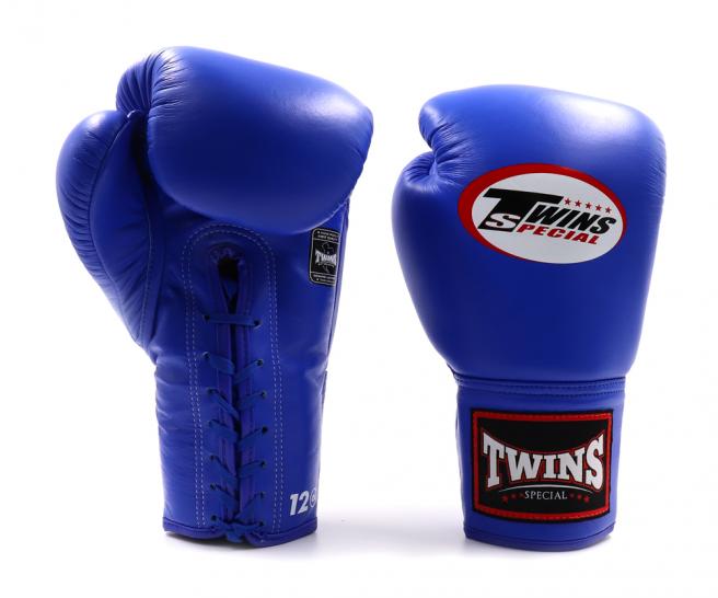Twins Special ボクシンググローブ ひも式 本革製 ブルー 試合用・トレーニング用
