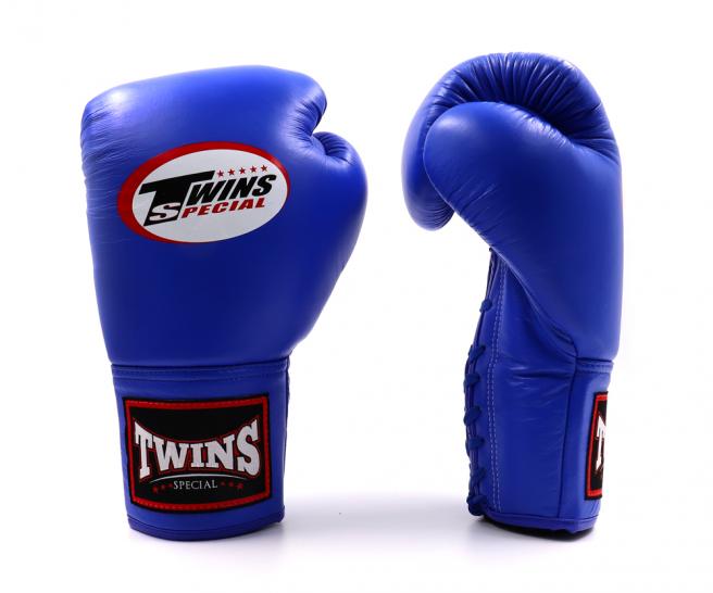 Twins Special ボクシンググローブ ひも式 本革製 ブルー｜ムエタイ