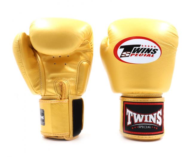 Twins Specialボクシンググローブ BGVL3、ゴールド、公式タグ付き、新品未使用、ムエタイ＆キックボクシング対応
