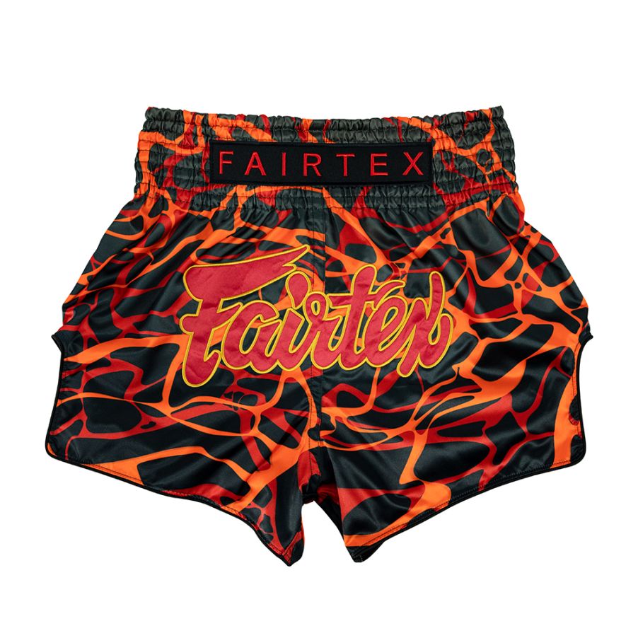 Fairtex キックパンツ BS1926 マグマ レッド、ムエタイ＆キックパンツ、マイクロサテン素材
