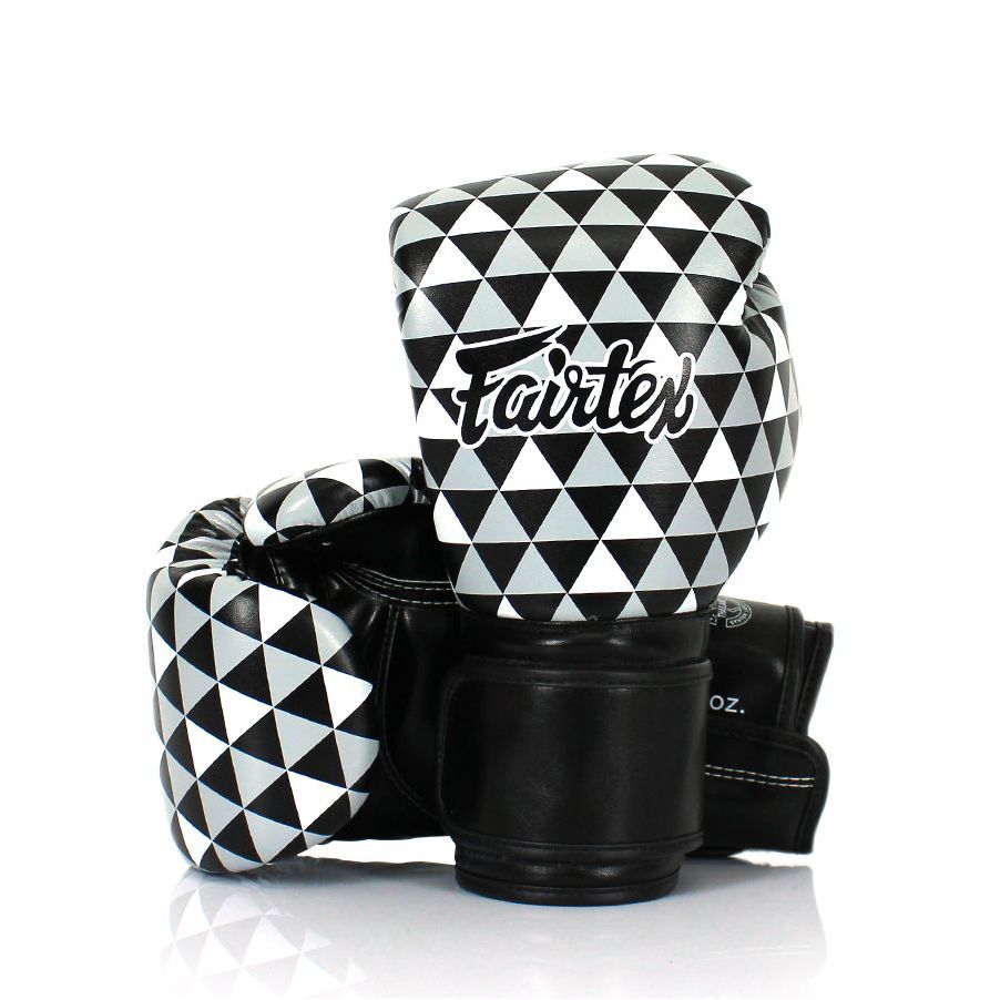 Fairtex BGY14OPグローブ、オプティカルアートデザイン、マイクロファイバー素材、ムエタイ＆キックボクシング用

