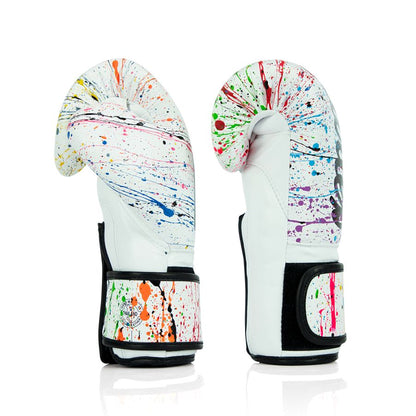 Fairtex BGV14グローブ、軽量で匂いがつきにくいマイクロファイバー製、ペイントホワイト
