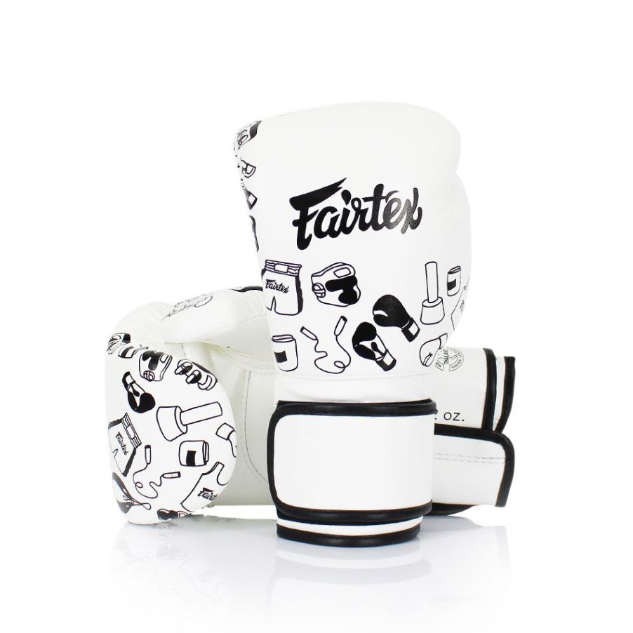 Fairtex BGV14Wグローブ、マイクロファイバー素材、ムエタイ＆キックボクシング用、手のひら部分に追加パッド
