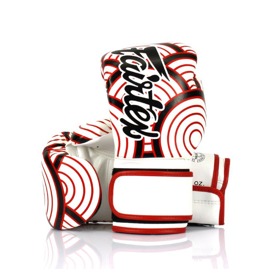 Fairtex BGV14グローブ、レッドウェーブデザイン、ムエタイ＆キックボクシング用、マイクロファイバー製
