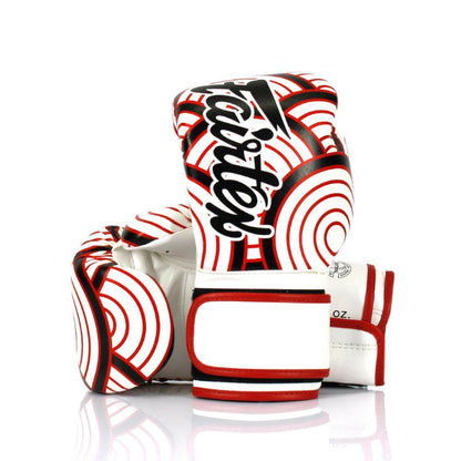 Fairtex BGV14グローブ、レッドウェーブデザイン、ムエタイ＆キックボクシング用、マイクロファイバー製
