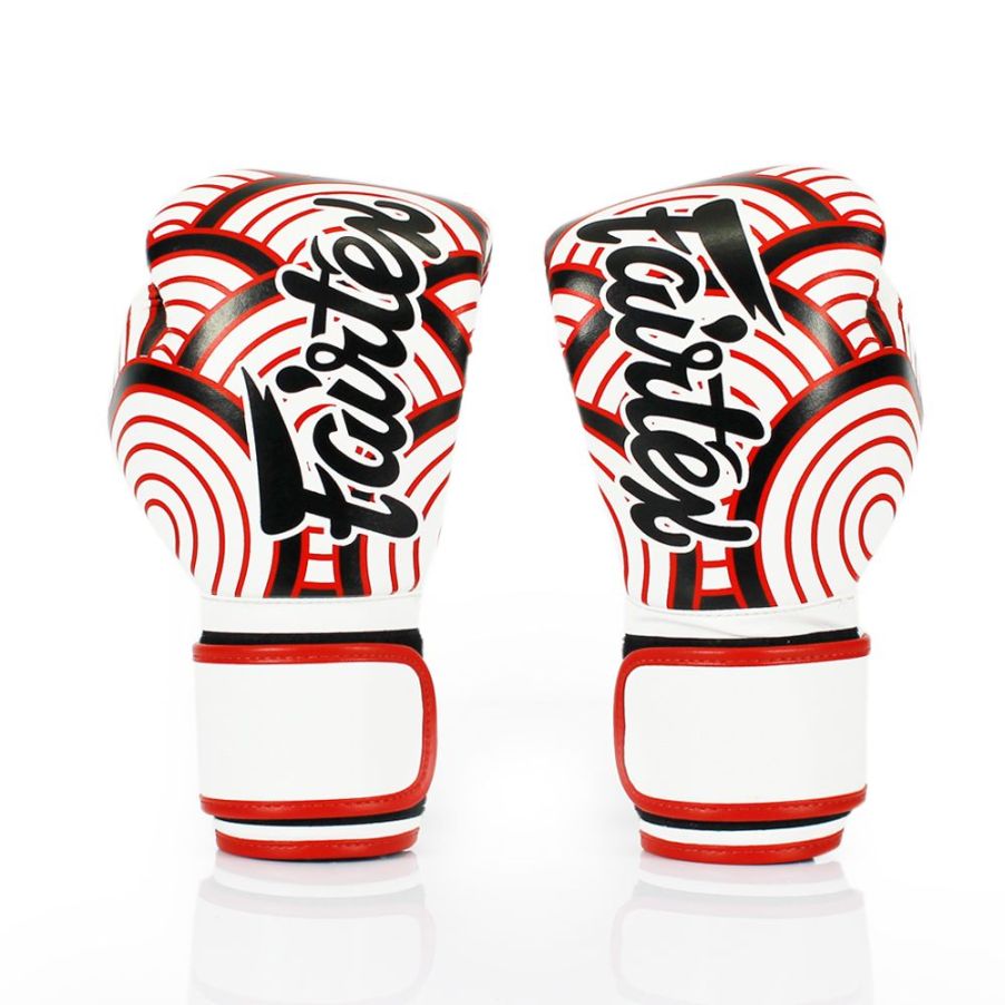 Fairtex BGV14グローブ、軽量で匂いがつきにくいマイクロファイバー素材、レッドウェーブデザイン
