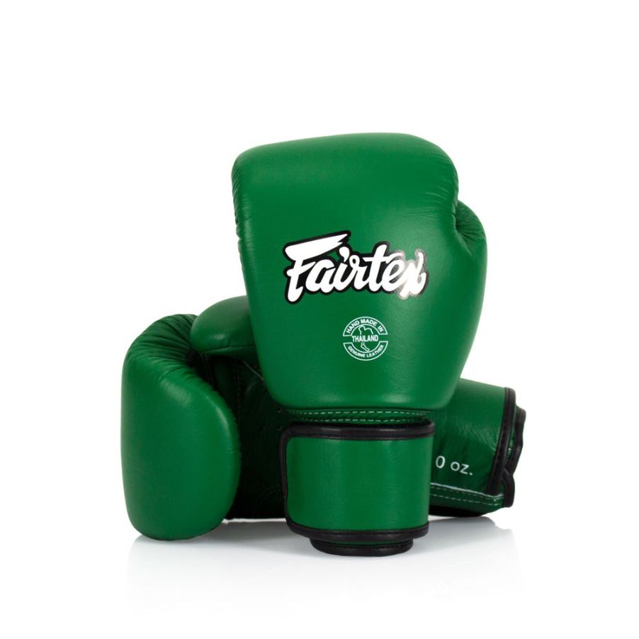 Fairtex BGV16グローブ、グリーンカラー、本革、軽量で耐久性に優れた高品質グローブ
