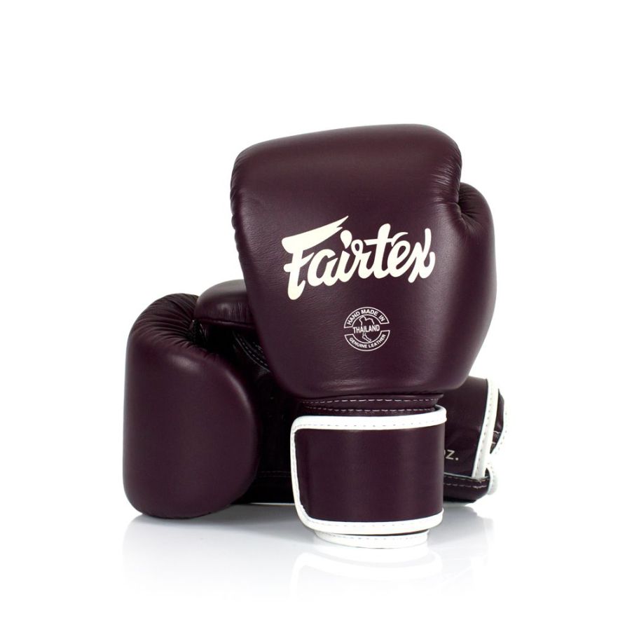 Fairtex BGV16グローブ、マルーンカラー、本革、ムエタイやキックボクシング用、優れたフィット感とサポート力
