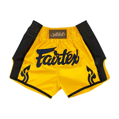 Fairtex キックパンツ BS1701、イエローカラー、スリムカット、ムエタイ用
