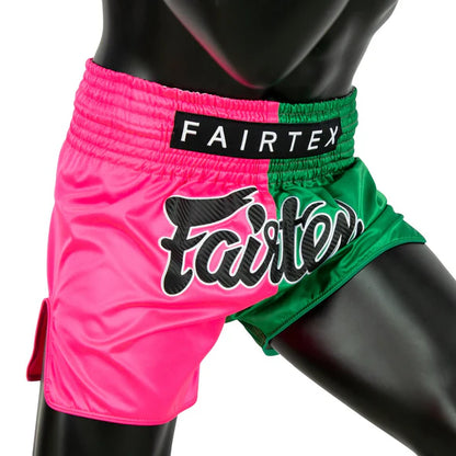 Fairtex BS1911ムエタイ＆キックパンツ、ジップロックパッケージとハンガー付属
