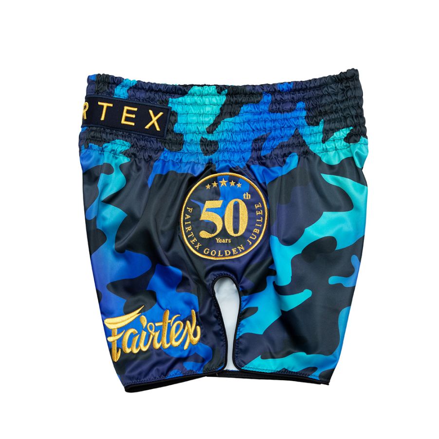 Fairtex BS1916パンツ、カモフラージュデザイン、8本ゴムストラップのウエストバンド
