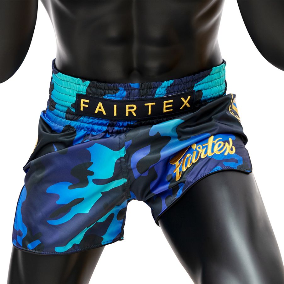 Fairtex BS1916ムエタイ＆キックパンツ、ジップロックパッケージとハンガー付き
