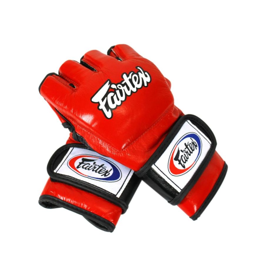 Fairtex FGV12 レッド/ブラック 親指なしオープンフィンガーグローブ

